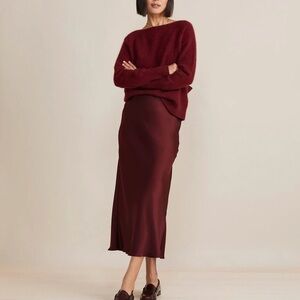 NWT Vineyard Vines Maroon Silky Midi Skirt